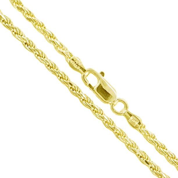 18K Gold over .925 Silver 1.7mm Italian Diamond Cut Twisted Rope Chain Anklet 18K Gold over .925 Silver 1.7mm Italian Diamond Cut Twisted Rope Chain Anklet